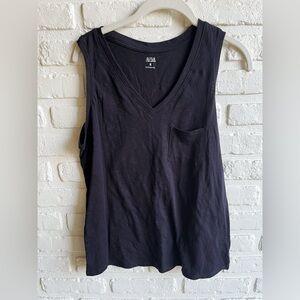 a.n.a.- Black V-Neck Cotton Tank Top with Chest Pocket (NWT)
